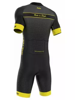 FDX 1290 egyrészes kerékpáros ruha fekete és sárga