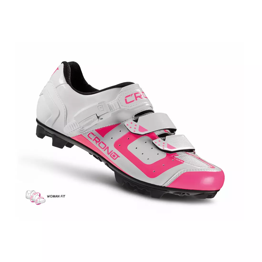 CRONO CX3 nylon női MTB kerékpáros cipő, fehér és rózsaszín