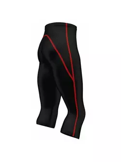 FDX 1600 férfi 3/4 kerékpáros rövidnadrág, fekete, piros varrással