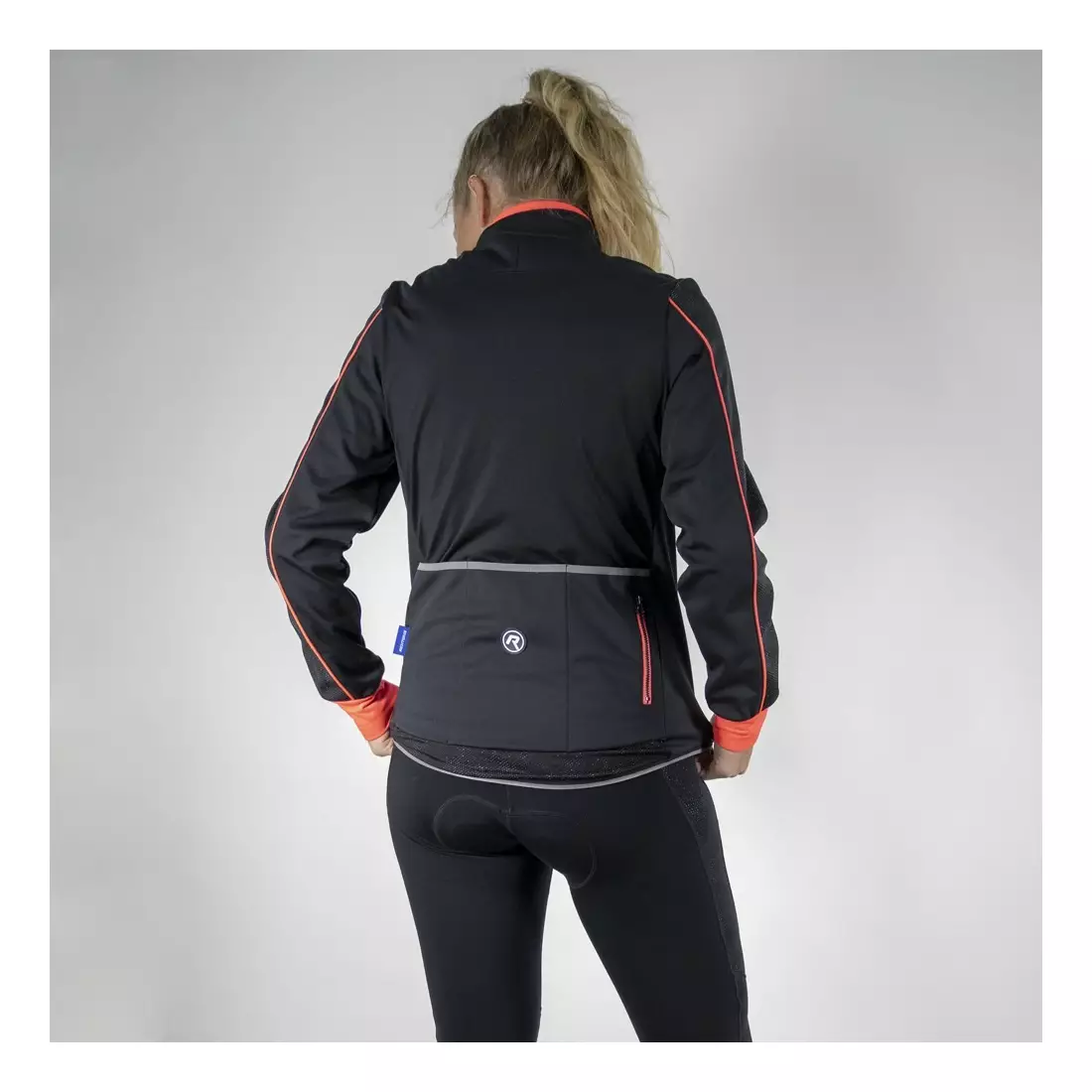 ROGELLI CAMILLA 3.0 női téli kerékpáros kabát, softshell, fekete-fluor korall