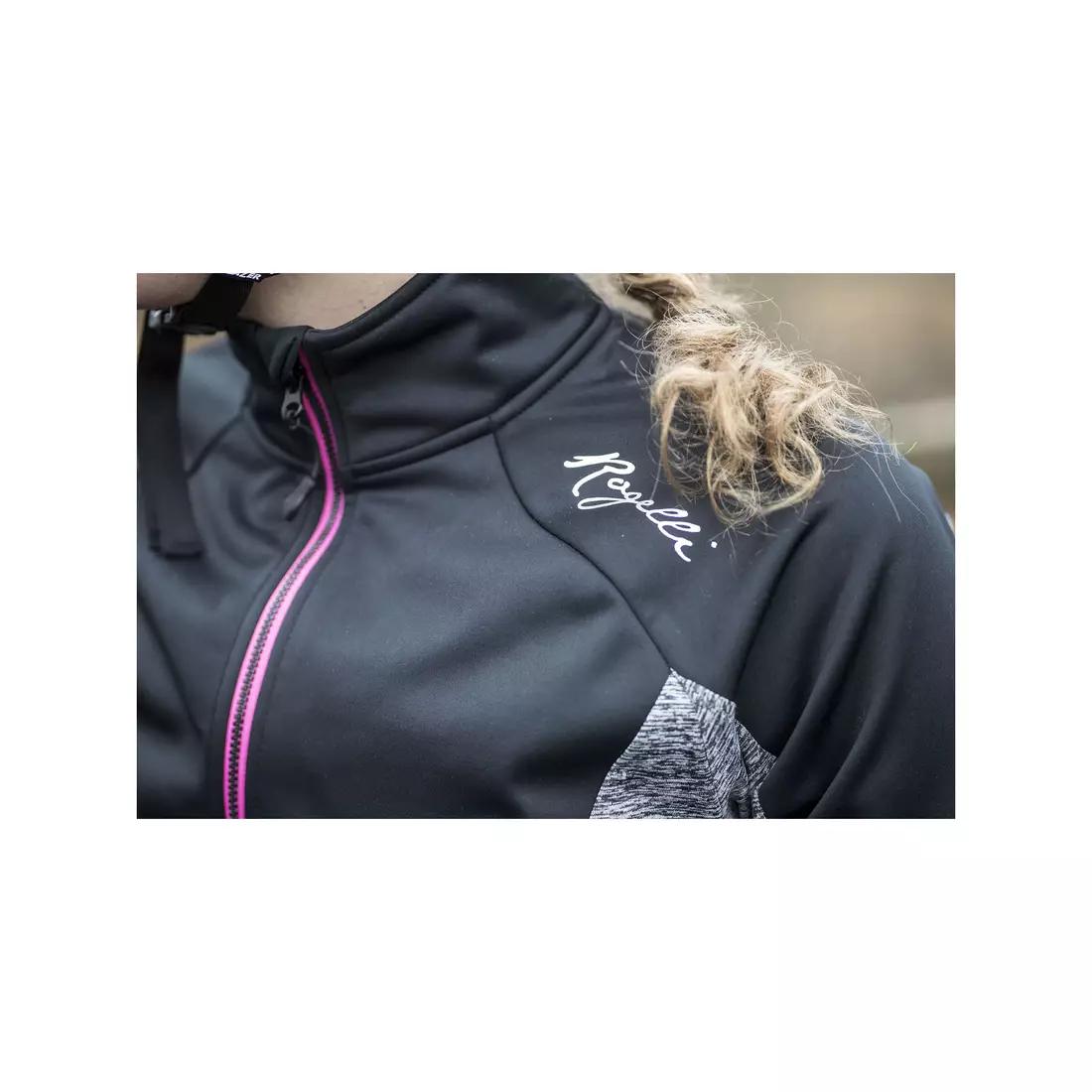 ROGELLI CARLYN 2.0 női téli kerékpáros kabát, fekete-szürke-rózsaszín