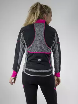 ROGELLI CARLYN 2.0 női téli kerékpáros kabát, fekete-szürke-rózsaszín