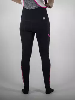 ROGELLI CAROU 2.0 női hőszigetelt kerékpáros nadrág, nadrágtartó, fekete-rózsaszín-szürke