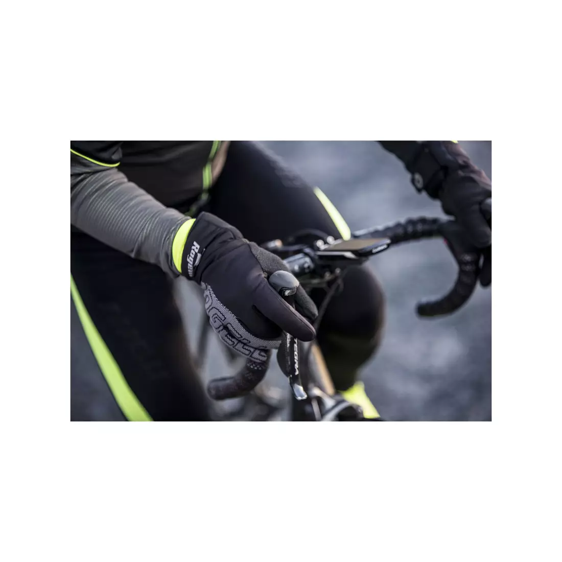 ROGELLI FLASH téli kerékpáros kesztyű, softshell, fekete