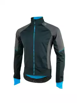 ROGELLI téli kerékpáros kabát TRANI 4.0 softshell, fekete-szürke-kék