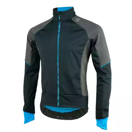 ROGELLI téli kerékpáros kabát TRANI 4.0 softshell, fekete-szürke-kék