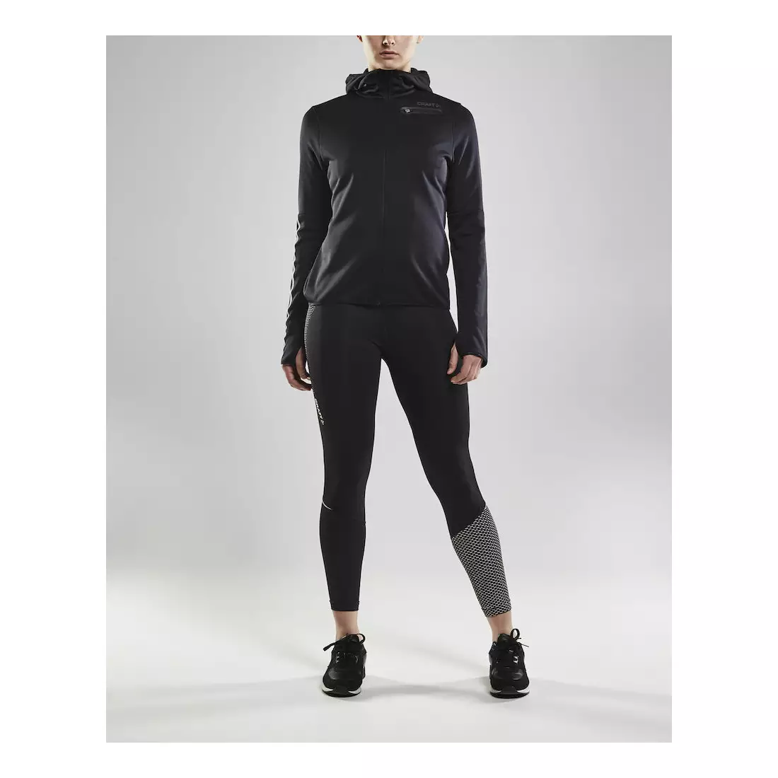 CRAFT EAZE női meleg sportpulóver kapucnival, fekete 1906033-999000