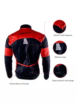 DEKO HUM fekete-piros softshell kerékpáros kabát