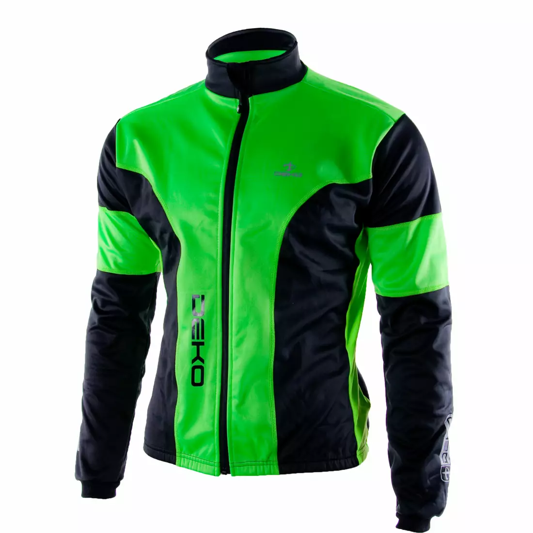 DEKO HUM kerékpáros softshell kabát fekete-fluor zöld