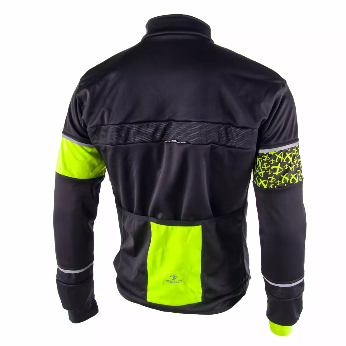 DEKO KOLUN kerékpáros softshell kabát fekete-fluor sárga