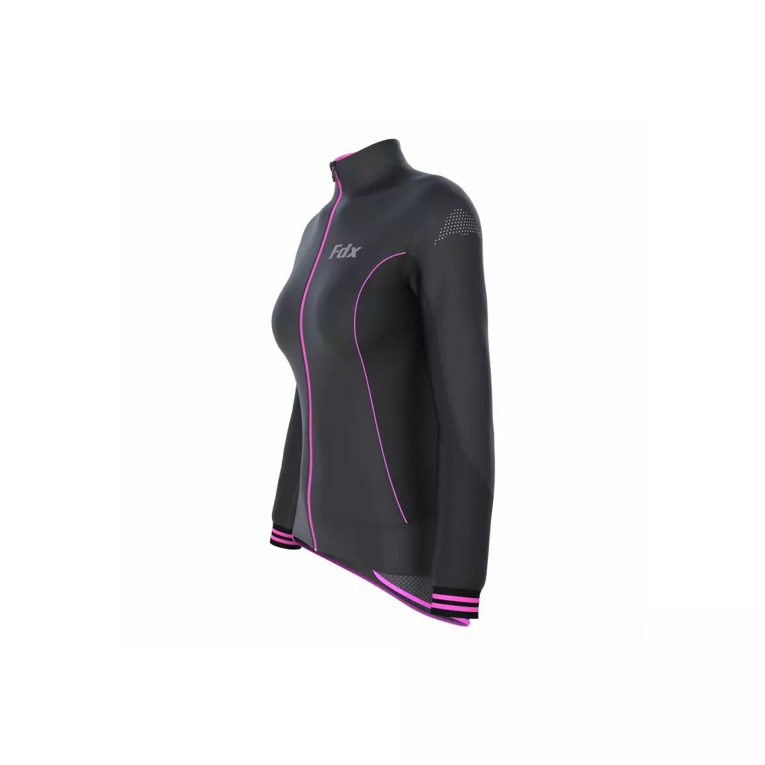 FDX 1310 női szigetelt kerékpáros kabát, fekete és rózsaszín