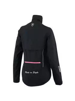 FDX 1410 Női vízálló, eső nélküli kerékpáros kabát, fekete-rózsaszín