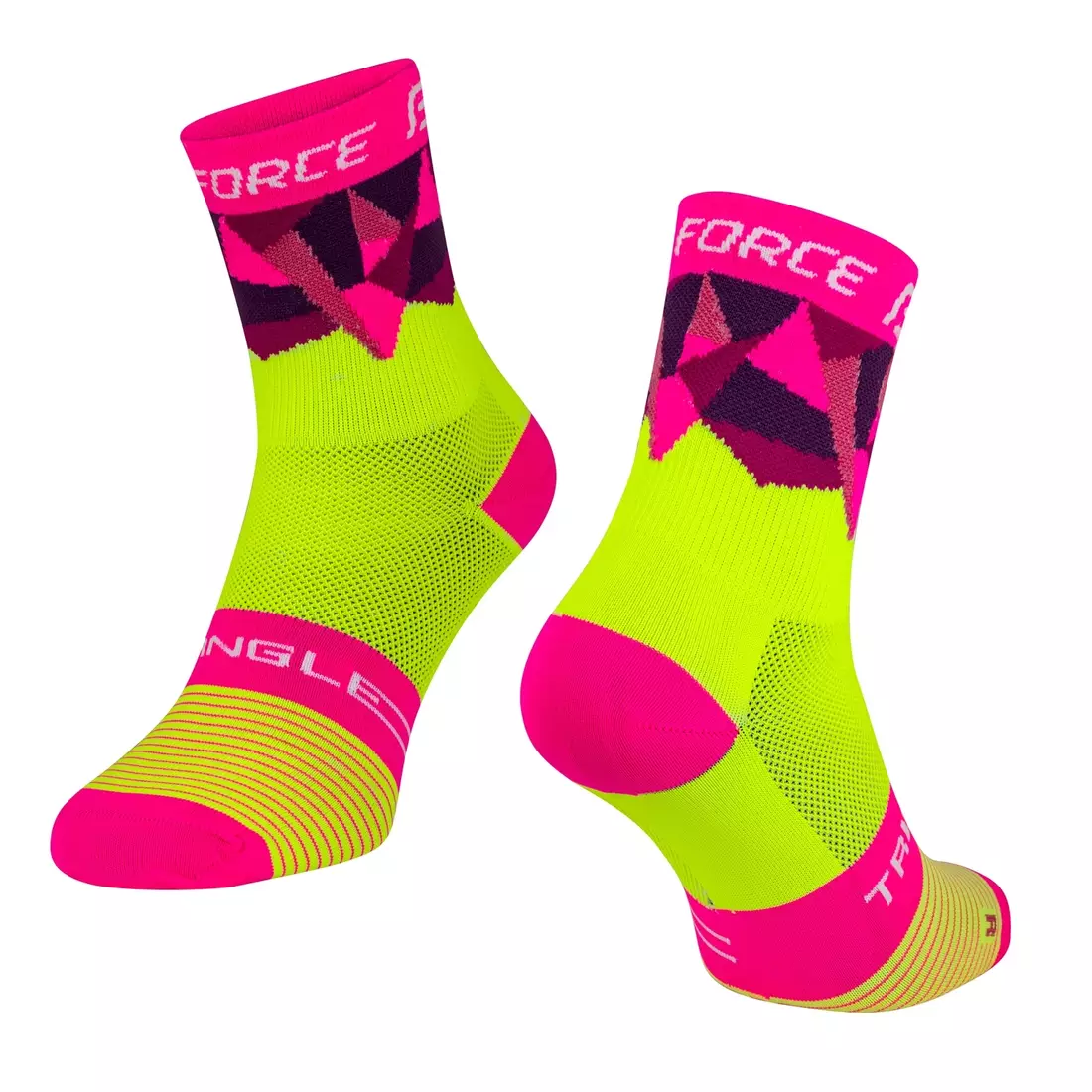 FORCE TRIANGLE kerékpáros/sport zokni, fluo-rózsaszín