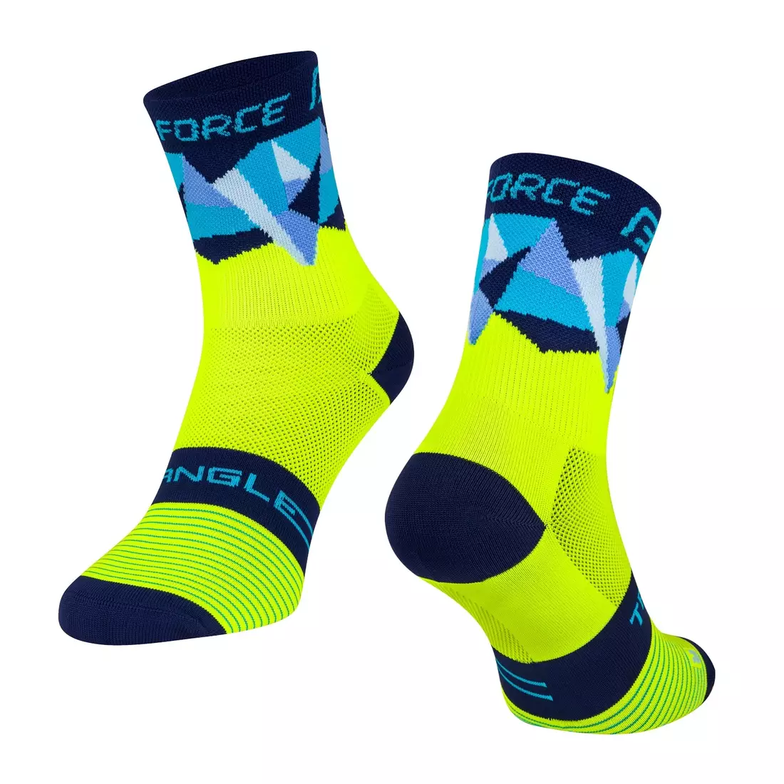 FORCE TRIANGLE kerékpáros/sport zokni, sárga-kék