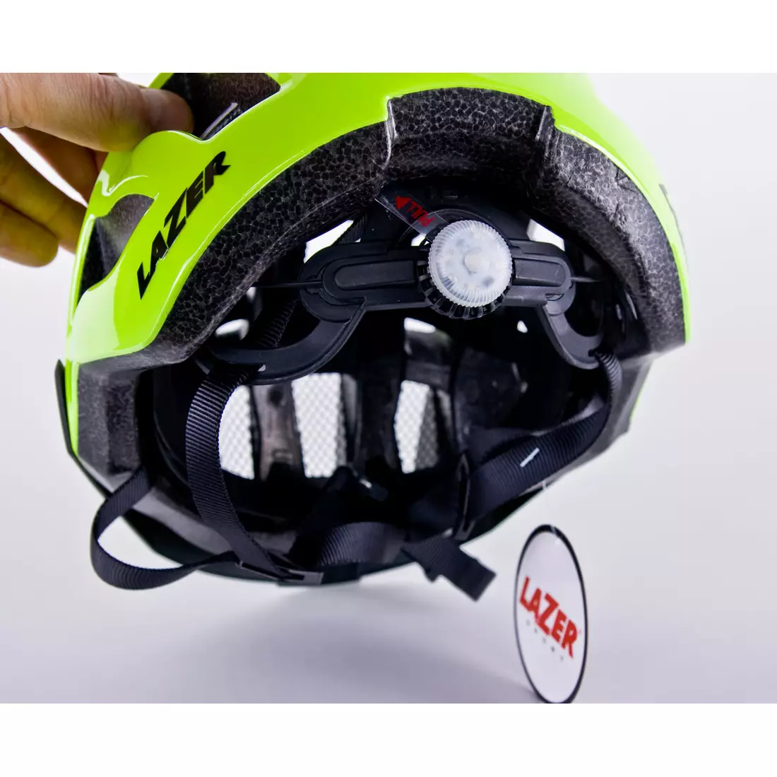 LAZER Compact DLX kerékpáros sisak LED rovar képernyő piros fluor sárga fényes