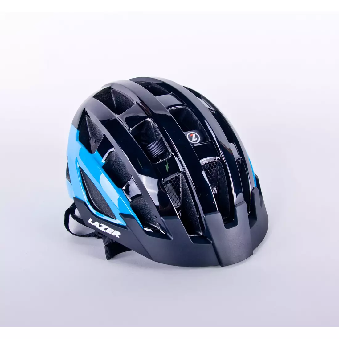LAZER Compact DLX kerékpáros sisak LED rovarháló kék fekete fényes