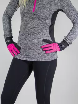 ROGELLI RUN 890.004 TOUCH Női futókesztyű, fekete és rózsaszín
