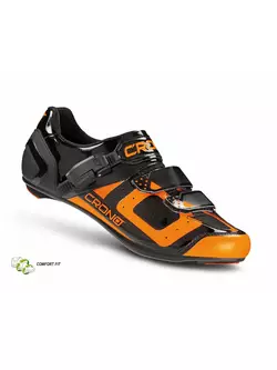 CRONO CR3 Nylon országúti kerékpáros cipő fekete és narancssárga