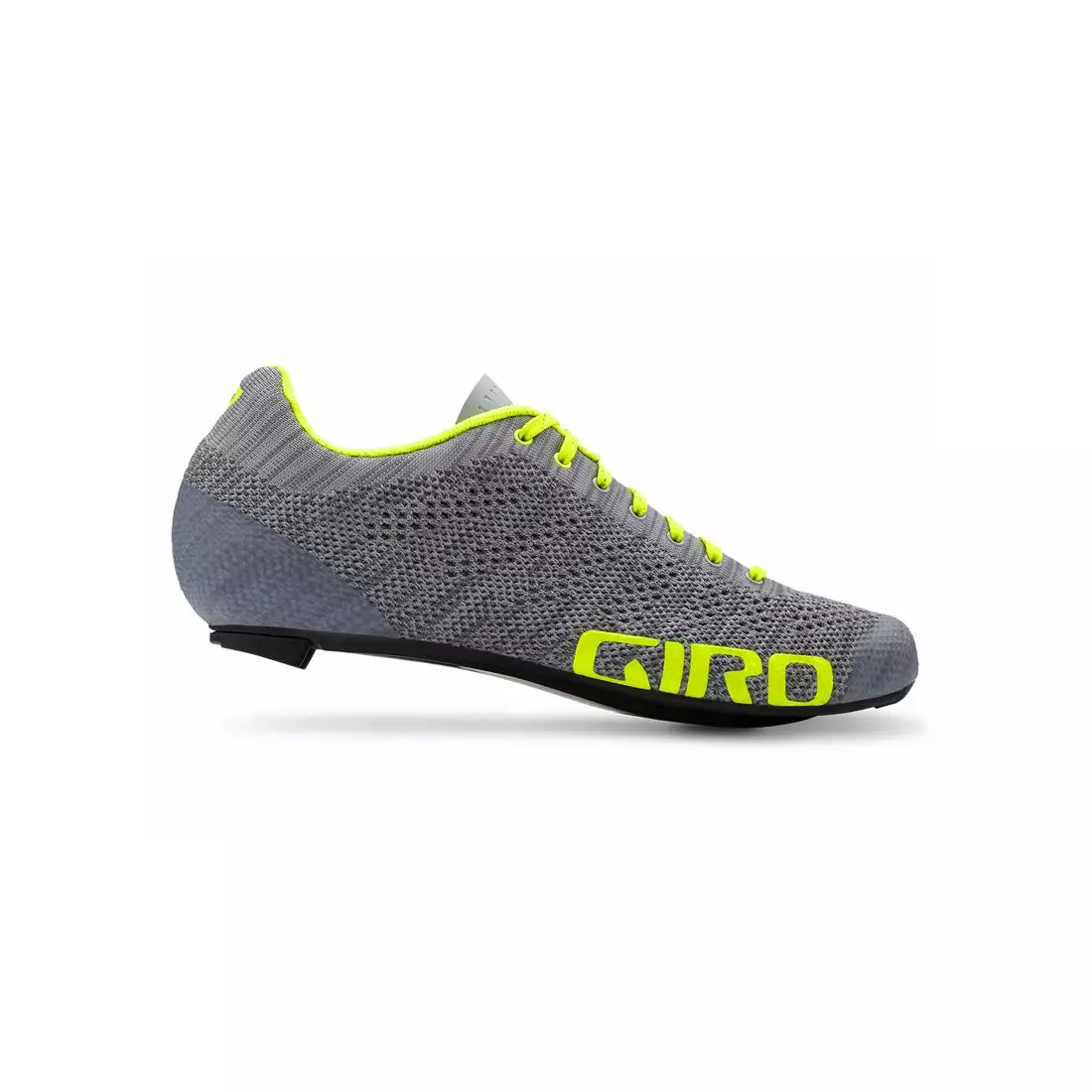 Férfi országúti kerékpáros cipő GIRO EMPIRE E70 KNIT grey heather highlight yellow