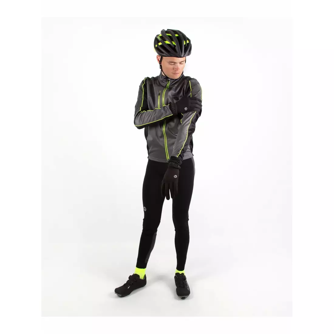 ROGELLI SPARK Könnyen szigetelt kerékpáros kabát Szürke Fluor sárga 003.051