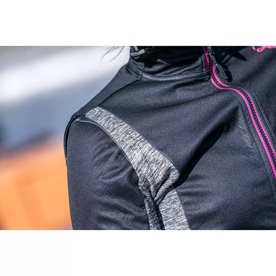 Rogelli BLISS Női téli kerékpáros kabát Fekete-szürke-rózsaszín 010.310