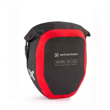 EXTRAWHEEL hátsó kerékpár táskák wayfarer black/red 2x25L premium cordura E0048