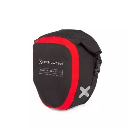 EXTRAWHEEL univerzális táskák kerékpárokhoz rambler black/red 2x12,5L premium cordura E0047