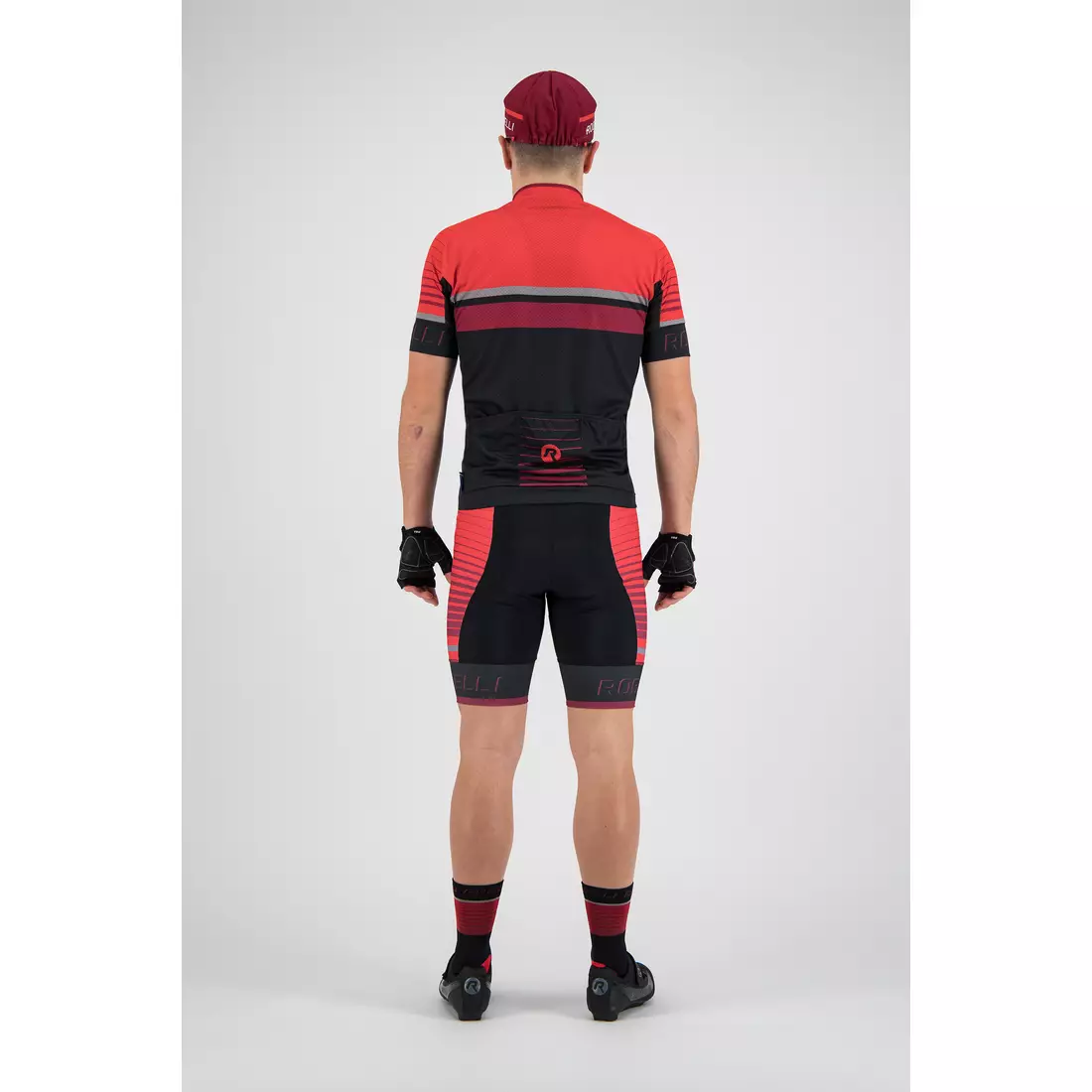 ROGELLI Hero férfi kerékpáros rövidnadrág nadrág nadrágtartóval fekete/piros 002.238