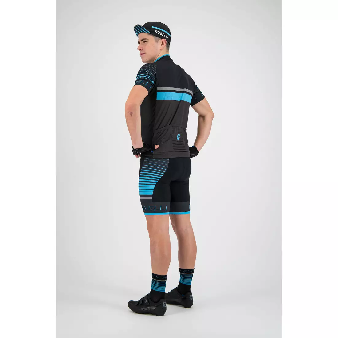 Rogelli HERO 002.237 férfi kerékpáros nadrág nadrágtartóval Hero Fekete/szürke/kék XL