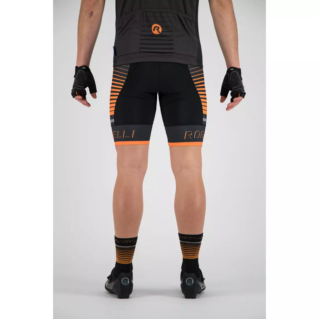 Rogelli HERO 002.239 férfi kerékpáros nadrág nadrágtartóval Hero Fekete/szürke/narancs 