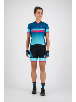 Rogelli Impress 010.287 Női kerékpáros rövidnadrág merevítővel Fekete/kék/rózsaszín