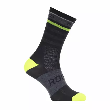Rogelli MIDNIGHT RCS-13 Kerékpáros zokni 007.148 Fekete/Fluor Sárga