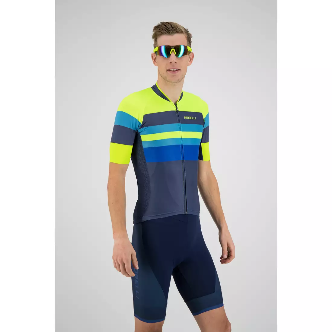 Rogelli PEAK 001.326 férfi kerékpáros mez kék / fluor