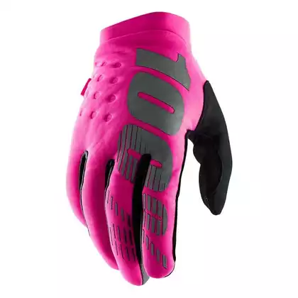 Rękawiczki 100% BRISKER Women's Glove neon pink black roz. L STO-11016-263-10