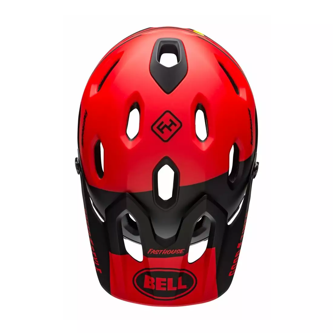BELL SUPER DH MIPS SPHERICAL teljes arcú kerékpáros sisak, fasthouse matte gloss red black