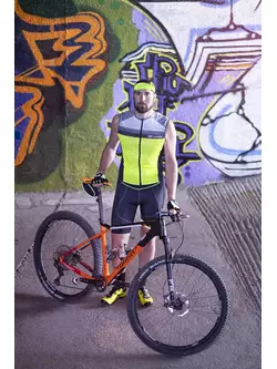 FORCE ACCELER férfi kerékpáros mez felső, fekete-fluor sárga 900081