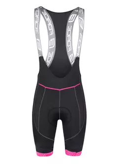FORCE FAME LADY női kerékpáros nadrág nadrágtartóval, fekete-rózsaszín 900283