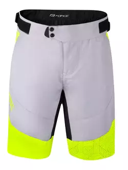FORCE STORM férfi kerékpáros nadrág MTB 2w1  szürke-fluor sárga 900342