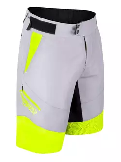 FORCE STORM férfi kerékpáros nadrág MTB 2w1  szürke-fluor sárga 900342