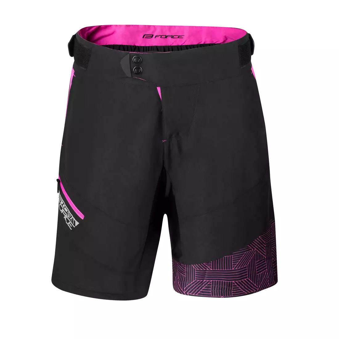 FORCE STORM női kerékpáros nadrág MTB 2w1 fekete-rózsaszín 900241