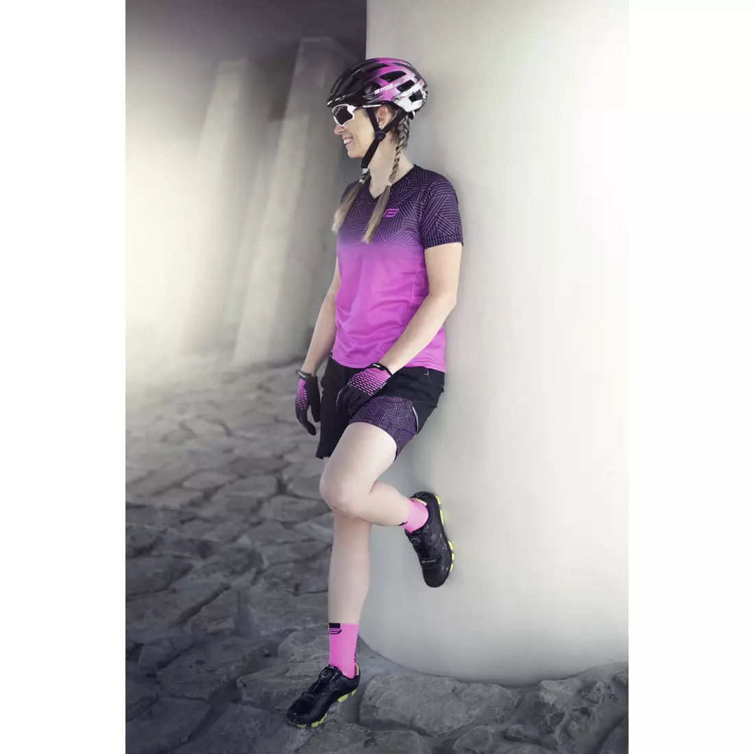 FORCE STORM női kerékpáros nadrág MTB 2w1 fekete-rózsaszín 900241
