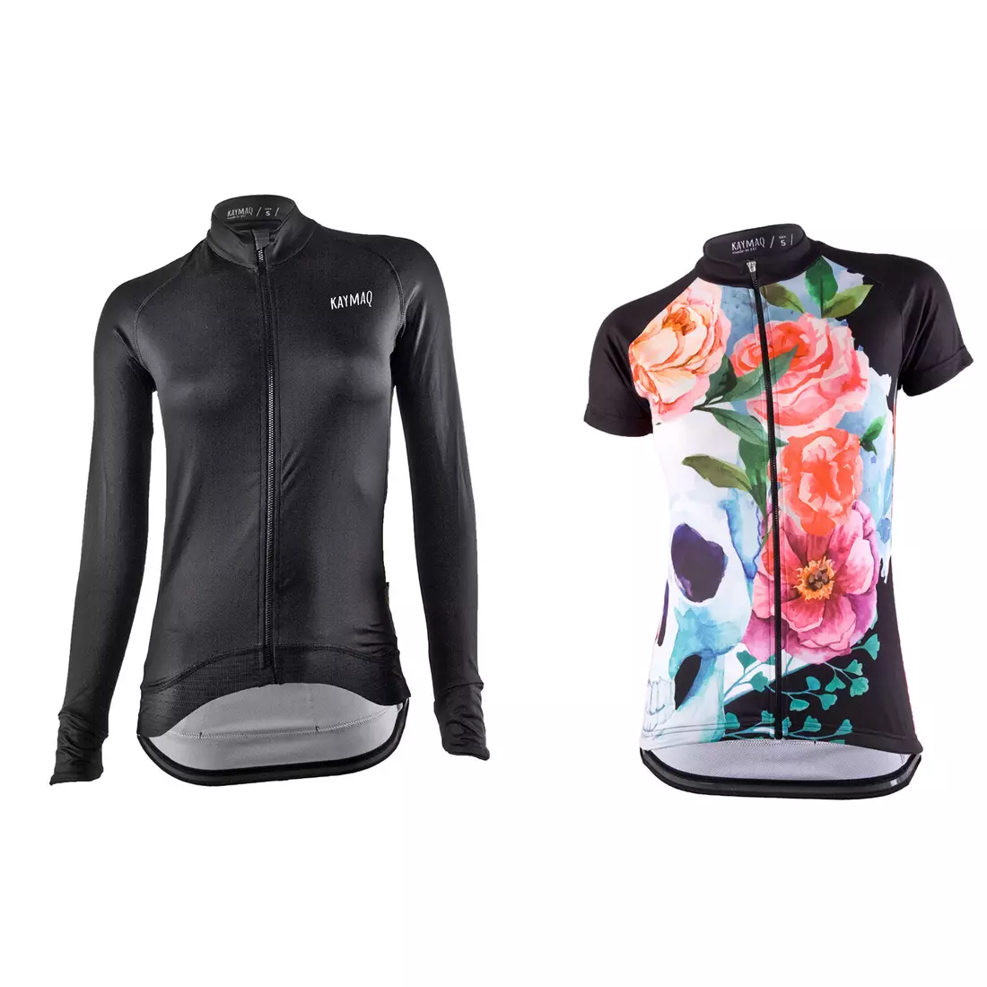[Set] KAYMAQ BDK002 női kerékpáros mez fekete + KAYMAQ WaterColor Skull női kerékpáros mez