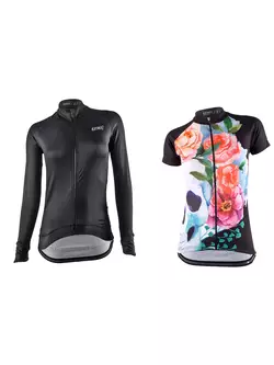 [Set] KAYMAQ BDK002 női kerékpáros mez fekete + KAYMAQ WaterColor Skull női kerékpáros mez
