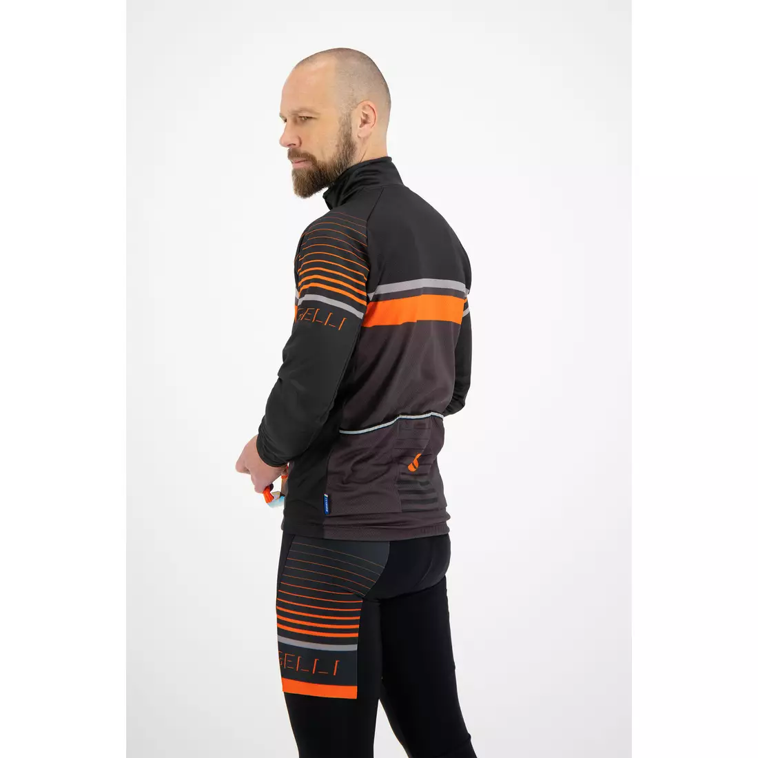 ROGELLI HERO Férfi átmeneti softshell kerékpáros dzseki, fekete és narancssárga