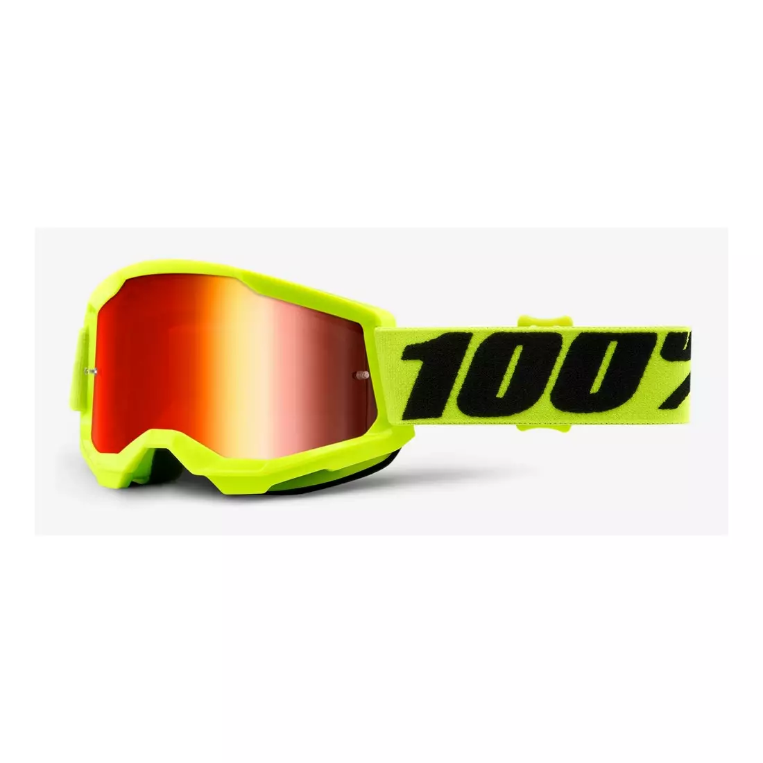 100% Junior kerékpáros szemüveg STRATA 2 JUNIOR (Piros páramentes lencse, LT 38%+/-5%) fluo yellow STO-50521-251-04