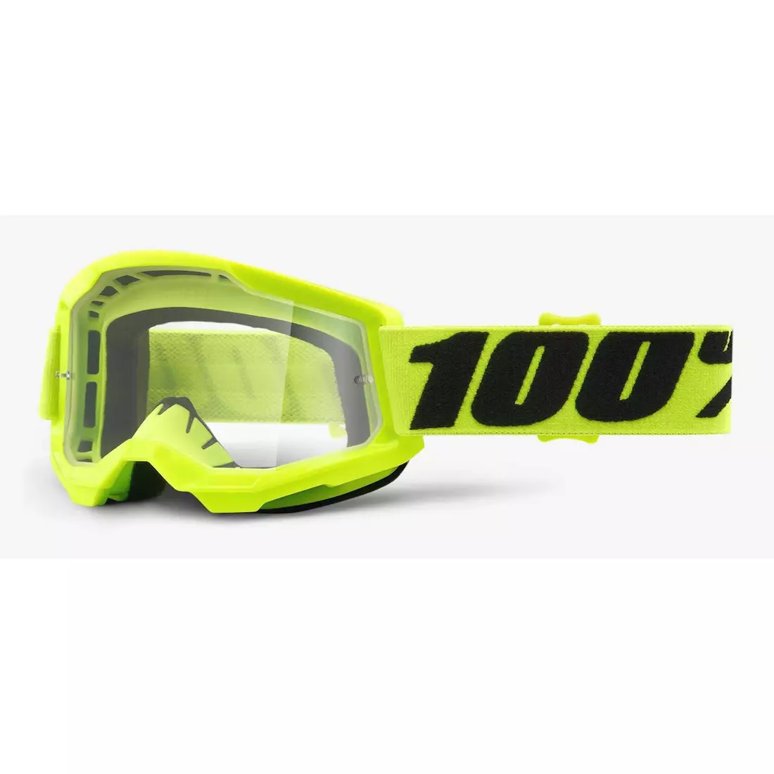 100% Junior kerékpáros szemüveg STRATA 2 JUNIOR (tiszta Anti-Fog lencse, LT 88%-92%) fluo yellow STO-50521-101-04