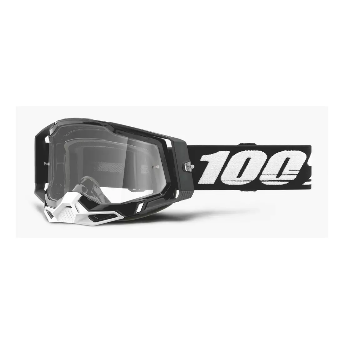100% Kerékpáros szemüveg RACECRAFT 2 (átlátszó anti-fog lencse, LT 88%-92% + 10 fedő) black STO-50121-101-01