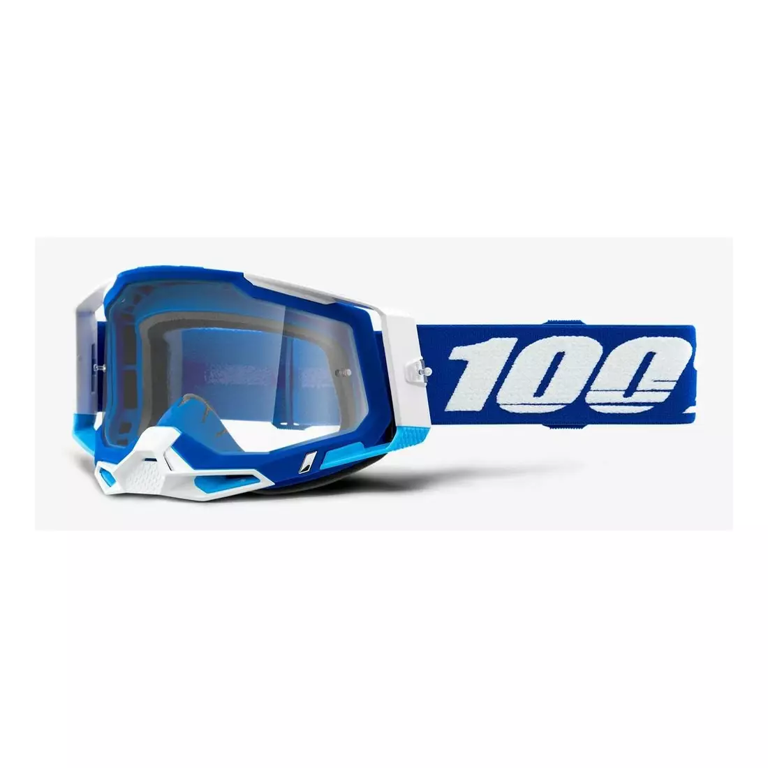 100% Kerékpáros szemüveg RACECRAFT 2 (átlátszó anti-fog lencse, LT 88%-92% + 10 fedő) blue STO-50121-101-02