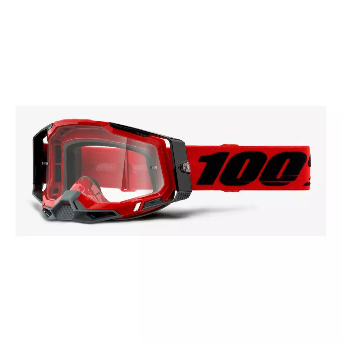 100% Kerékpáros szemüveg RACECRAFT 2 (átlátszó anti-fog lencse, LT 88%-92% + 10 fedő) red STO-50121-101-03