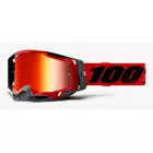 100% RACECRAFT 2 kerékpáros szemüveg (piros tükrös Anti-Fog lencse, LT 38%+/-5% + átlátszó Anti-Fog lencse, LT 88%-92% + 10 fedő) attack red STO-50121-251-03